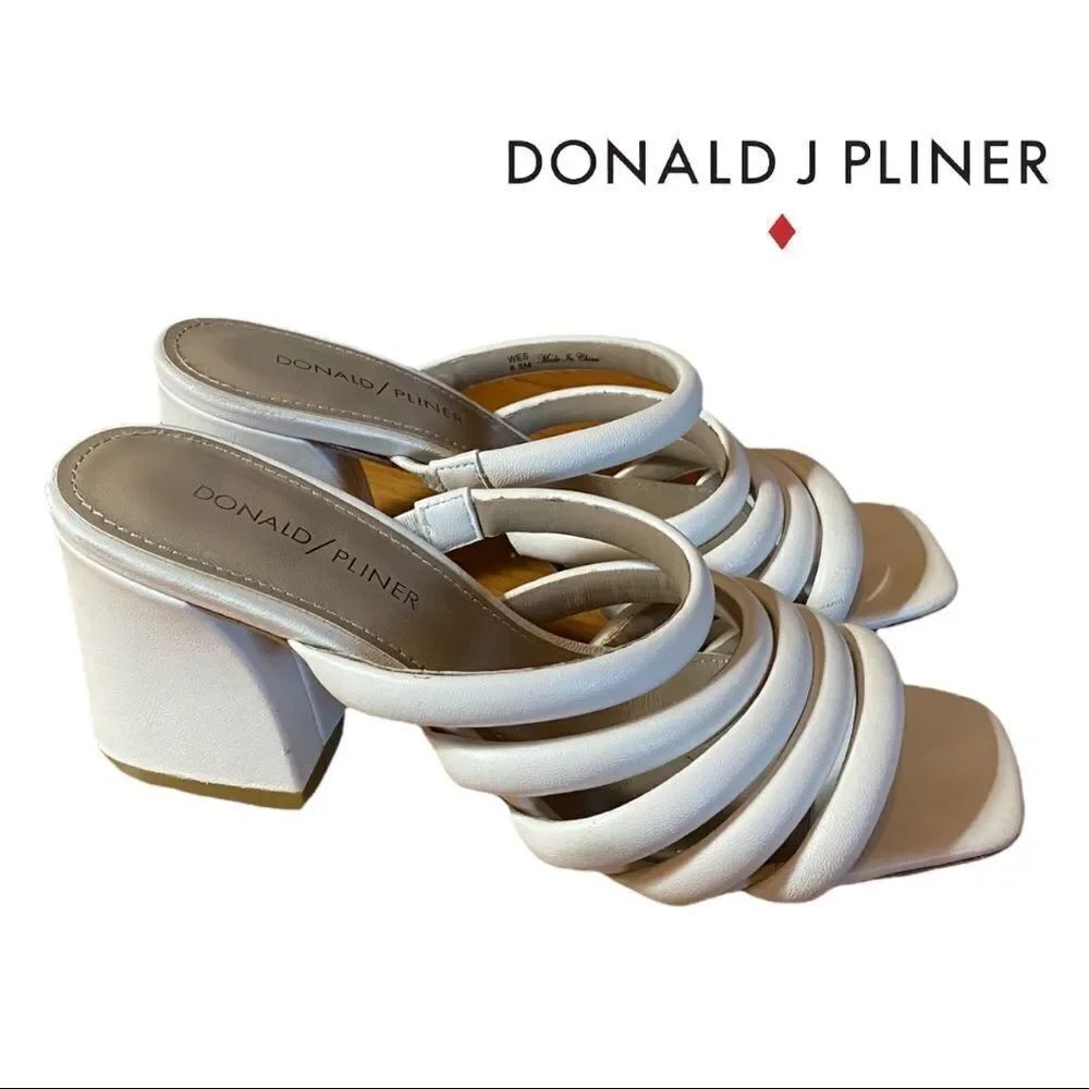 Donald J. Pliner "Wes" Women's Ivory Block Heel Mules Sandals 6.5